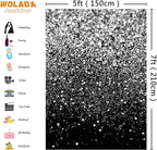 WOLADA Black and Silver Backdrop Silver Glitter Backdrop for Photography Wedding Birthday Baby Shower Party Photo Studio 5x7FT FW18
