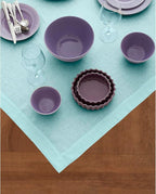 Solino Home Aqua Blue Linen Tablecloth 52 x 52 Inch - 100% Pure Linen Square Table Throw - Fete, Machine Washable Fabric Table Cloth for Fall, Autumn