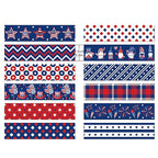 Washi Tape 12 Rolls Washi Tape Set Patriotic Packing Tape American Flag Washi Masking Tape Decorative Paper Stickers Decorative Tape for Gifts Wrapping DIY Art Crafts