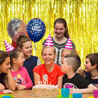 BTSD-home Gold Foil Fringe Curtain, Metallic Photo Booth Backdrop Tinsel Door Curtains for Wedding Birthday Bridal Shower Baby Shower Bachelorette Christmas Party Decorations(4 Pack, 8ft x 3ft)
