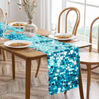 VHH Sequin Table Runner 12 x 108 inches Turquoise Table Runner, Glitter Runner for Party Wedding Birthday, Party Spring Easter Rustic, Birthday Supplies Decorations (1 Pack).
