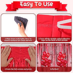 2 Pack Red Foil Fringe Backdrop Curtains, Tinsel Streamers Birthday Party Decorations, Fringe Backdrop for Graduation, Baby Shower, Gender Reveal, Disco Party