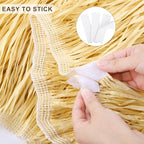 Fovths 2 Packs Luau Grass Table Skirt Fringe Straw Grass Skirt 108 x 30 Inch Hibiscus Hawaiian Table Skirts Rectangle Tropical Luau Party Decorations for Hawaiian Luau Decorations