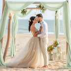 PARTISKY 10x7ft Sage Green Chiffon Backdrop Curtains, Wrinkle-Free Sheer Fabric Photo Drapes for Wedding Ceremony Arch Birthday Baby Shower Photography Stage Decor 5x7ft, 2 Panel
