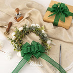 Ribbli Emerald Green Burlap Wired Ribbon, 1” Inch x Continuous 20 Yard, Green Wired Ribbon for Wreaths,Big Bows,Tree Decoration,Outdoor Decoration