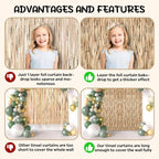 2 Pack Champagne Foil Fringe Backdrop Curtains, Tinsel Streamers Birthday Party Decorations, Fringe Backdrop for Graduation, Baby Shower, Gender Reveal, Disco Party