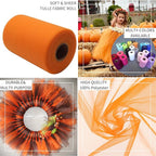 Orange Tulle Fabric Rolls 6 Inch by 100 Yards (300 feet) Fabric Spool Tulle Ribbon for DIY Orange Halloween Tutu Bow Baby Shower Birthday Party Wedding Decorations Christmas Craft Supplies