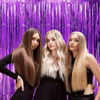 2 Pack Purple Tinsel Foil Fringe Curtains, Purple Party Decorations, Metallic Tinsel Party Streamers Backdrop for Halloween Mermaid Bachelorette Graduation Party Decorations