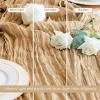 Asee'm Cheesecloth Table Runner 120 Inches Long Khaki Boho Gauze Cheese Cloth Runner 10FT Rustic Sheer Fall Table Runners for Thanksgiving Christmas Wedding Party Baby Shower Decoration