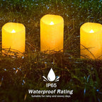 Solar flameless Candles Outdoor Waterproof,Dusk to Dawn Outdoor Lighting, Flickering fameless Reusable LED Light Candles for Lantern Garden Camping and Home Decor, 3D Wick (3"X6") Set of 2