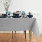 Solino Home Soft Grey Linen Tablecloth 60 x 90 Inch - 100% Pure Linen Table Cloth for Rectangle Tables - Fete, Machine Washable Tablecloth for Fall, Autumn, Thanksgiving, Christmas