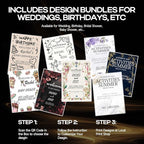 Wedding Sign Stand - Adjustable Wedding Sign W/Design Bundle & Leather Sign Hanging Straps, Durable Metal Easel Stand for Wedding Welcome Signs, Seating Charts, Ceremony & Reception Decor (Black)