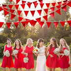 Red Party Decorations Triangle Pennant Banner Flag Dark Red Metallic Fabric Bunting Garland for Graduation Wedding Bridal Shower Birthday Anniversary Holiday Valentines Retirement Party Supplies