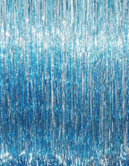 GOER 3.2 ft x 8.2 ft Metallic Tinsel Foil Fringe Curtains Party Photo Backdrop Party Streamers for Birthday,Graduation,New Year Eve Decorations Wedding Decor (Light Blue,5 pcs)