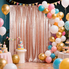 SquarePie Sequin Backdrop Curtain Not See Through Thick Background for Party 5FT x 7FT Rose Gold