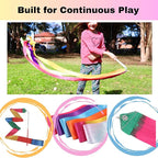 Dance Wands Ribbon Pack, Party Favors for Girls Goodie Bags, Outdoor Kids Rainbow Birthday Party Games, Gymnastics Gift Bags Steamers (multicolored ribbon with Red grip,10pcs set)