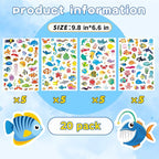 Cute Ocean Sea Animal Adhesive Stickers Tropical Fish Shark Stickers 890 Count for Boys Girls Birthday Invitations Envelopes Mermaid Under The sea Party Goodie Gifts Bags Decor Class Rewards