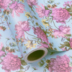 WRAPAHOLIC Kraft Floral Wrapping Paper Roll - Mini Roll - 17 Inch x 16.5 Feet - Vintage Flower Wrapping Paper Perfect for Wedding, Birthday, Bridal Shower, Tea Party