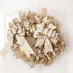 Ribbli 2 Rolls Burlap Mesh Ribbon,10 inch x 30 feet(10Yard) Each Roll,Natural with Jute,Use for Wreath Swags and Decorating