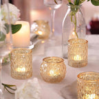 12pcs Assorted Gold Votive Candle Holders, Tea Light Candle Holder for Table Centerpiece, Gold Candle Holders for Wedding Centerpieces, Brithday and Holiday Decorations