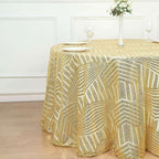 Efavormart 120" Gold Sparkly Sequin Geometric Tulle Round Tablecloth