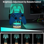 Light up Headset and Controller Stand, 16 Colors 3D LED Lights Gamepad Headphone Holder with Remote Control, Game Controller Hanger for All Universal Gaming PC Accessories