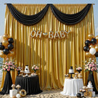 Golden Brown Satin Backdrop Curtains 2 Panels - Glitter Photo Drapes for Baby Shower, 10x10FT Shimmer Back Drop Cloth, Wrinkle Free for Golden 50th Birthday Party Decorations
