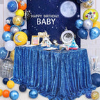 QueenDream Royal Blue Sequin Tablecloth for Party: Sparkly Tablecloth 90x156 - Royal Blue Table Decorations for Corporate Events Wedding Christmas