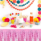 6 Pack 29 x108 Inch Pink Wave Foil Fringe Table Skirts Metallic Banner for Tinsel Streamer Garland Backdrop for Parade Floats, Mother's Day, Easter, Wedding, Birthday Party Decoration