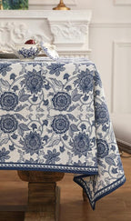 patdrea Designer Vintage Blue Rectangle Tablecloth,Linen Anti-Wrinkle Paisley Pattern Farmhouse Extra Long Table Cloth,Decor Cover for Kitchen Dining,Christmas,Thanksgiving,67"x118"-Lantang a