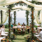 VOK Wedding Arch Draping Fabric Chiffon Fabric, 29in x 18Ft Sheer Chiffon Outdoor Curtain for Wedding Ceremony Birthday Party Decoration (Light Yellow,1 Panel)