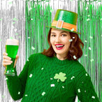 6 Pack Silver Green Foil Fringe Curtain Backdrop, 3.28Ft x 8.2Ft Metallic Tinsel Foil Fringe Streamer Curtains for Photo Booth, Birthday, Wedding, New Year Party Decorations