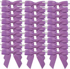 50pcs 2-1/2" Purple Satin Ribbon Bows with Twist Ties Mini Ribbon Bows for Candy Partiy Decoration Gift Packing&Wrapping Accessoried(Purple)
