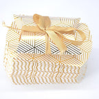 Aokbean 100 Pack Mini Pillow Candy Box Small Gift Boxes with 50 Yards Ribbon for Christmas Wedding Party Favor Gift, Jewelry or Soap Packaging (Gold Stripes)