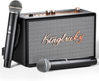 Retro Karaoke Machine for Adults Kids,Portable Bluetooth Speaker with 2 wreless Microphones(Separable Use),Rechargeable PA System for Home Party,Teaching,Picnic,Indoor/Vintage Decor Gifts