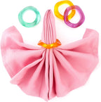 Epoxy Resin Spring Napkin Rings Set of 12 - Irregular Napkin Holders for Dining Table, Party Decor, Weddings, Everyday Use, Elegant Tabletop Accents (Multi Pastel) - CLEENTABLE