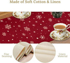 Merry Christmas Table Runner,Red Christmas Tree Snowflake Winter Seasonal Table Cloth Kitchen Dining Table Decoration for Home Party Decor 13x70 Inch