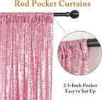 ShinyBeauty Rose Pink Backdrop 2FTx8FT Sequin Backdrops 8 Panels Photo Backgrounds Shimmer Background Sparkly Curtains 16Ftx8FT for Birthday Wedding Party Decor