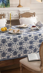 patdrea Designer Vintage Blue Rectangle Tablecloth,Linen Anti-Wrinkle Paisley Pattern Farmhouse Table Cloth,Decor Table Cover Cloth for Kitchen Dining,Christmas,Thanksgiving,55"x87"-Lantang a
