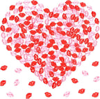 Fangoo 210PCS Red Pink Acrylic Lips Ornaments Mini Acrylic Lips Gems for Valentine Vase Filler Decor for Table Scatter Engagement Valentine's Day Wedding Anniversary Party (RedPink-Lip, 12OZ)