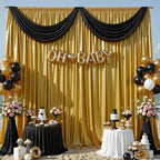 10x10 ft Dark Gold Glitter Backdrop Curtain for Parties, Wrinkle Free Glitter Photo Backdrop Drapes 2 Panels 5x10FT Shimmer Back Drop Cloth for Wedding Birthday Christmas Photography Background Decor