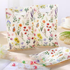 100 Pcs Wildfloral Gift Bags Vintage Wildflower Party Favor Bag with Handle Wildfloral Plastic Goodie Candy Treat Gift Wrapping for Summer Baby Shower Birthday Wedding Party Supplies (White)