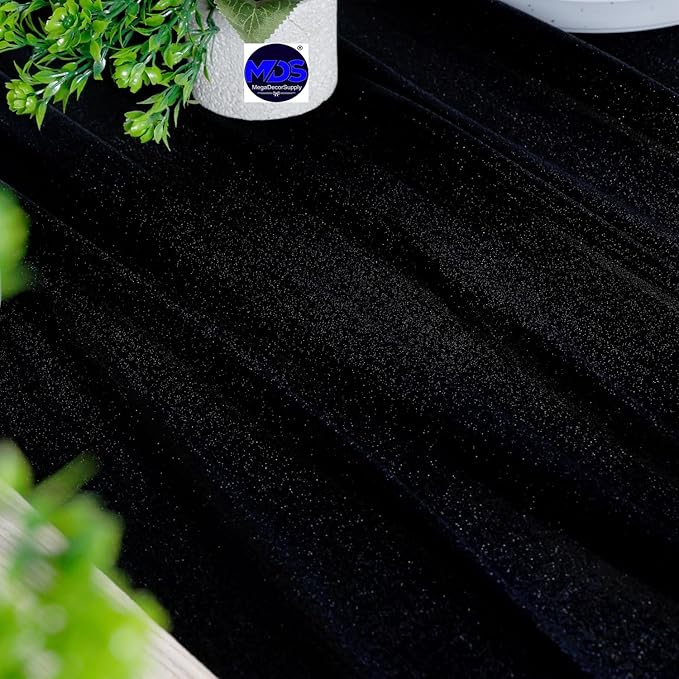 MDS 15 Pack 10ft Chiffon Table Runner 29 x 120 Inches Sheer Wedding Runner Romantic Rustic Table Runner for Wedding Decorations, Birthday Parties, Bridal Shower Party Arch Decor - Black