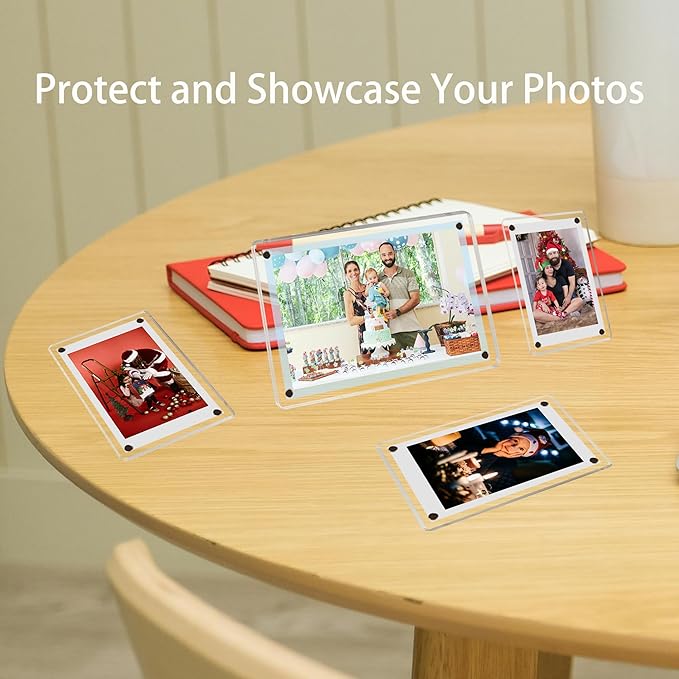 3 Pack acrylic fridge magnetic frame 6X4 Inch refrigerator photo magnet frames clear picture frames magnetic photos Display frame Double-Sided acrylic magnet frames(3pcs clear, 4x6 inch)