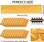 20 Pack Gold Satin Table Runner,12 x 108 inch Long Premium Smooth Gold Table Runners for Wedding, Banquets, Birthday, Party, Engagements,Table Runners fit Rectangle and Round Table