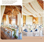 6 Panels Ivory Ceiling Drapes 5ftx20ft Wedding Ceiling Drapes Chiffon Fabric Arch Draping Sheer Curtains Soft Drapery Draping Wedding Ceiling Decorations for Party Ceremony Stage Swag