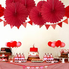 20 Pcs Red Hanging Paper Fan, Round Paper Fans Decorations Set for Weddings, Birthdays, Engagement, Bridal Shower, Baby Shower Event, Graduation, Party Supplies Decor