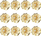 KPOSIYA Flower Napkin Rings Holder Metal Gold Napkin Rings Set of 6 for Wedding Party Holiday Banquet Christmas Dinner Delicate Serviette Buckles Decor Favor (6, Flower-Gold)