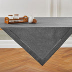 Solino Home Linen Tablecloth 52 x 52 Inch - 100% Pure Linen Charcoal Grey Square Tablecloth - Milan Hemstitch, Machine Washable Table Throw for Fall, Autumn, Halloween, Thanksgiving, Christmas