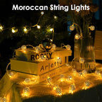 LORRYTE Moroccan String Lights Outdoor Battery Operated, 60 LED 36 FT Globe Fairy Lights with 8 Lighting Modes, String Lights for Bedroom Party Wedding Garden Christmas Decor (Warm White)